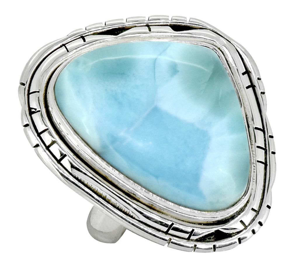 Natural Larimar 925 Sterling Silver Gemstone Ring - YoTreasure