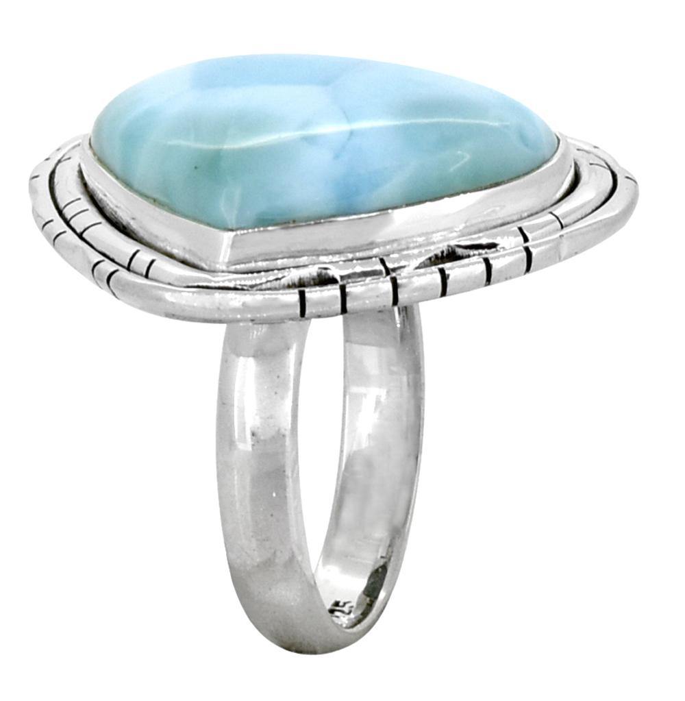 Natural Larimar 925 Sterling Silver Gemstone Ring - YoTreasure