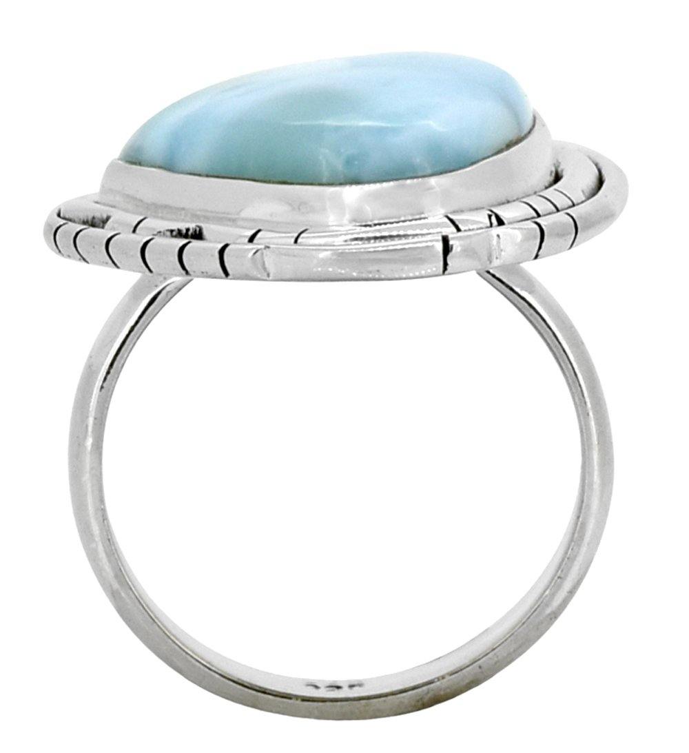 Natural Larimar 925 Sterling Silver Gemstone Ring - YoTreasure