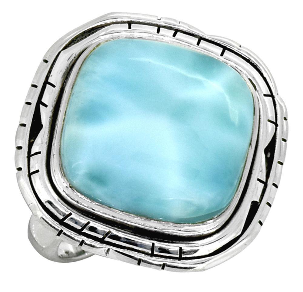 Natural Larimar Solid 925 Sterling Silver Gemstone Ring - YoTreasure