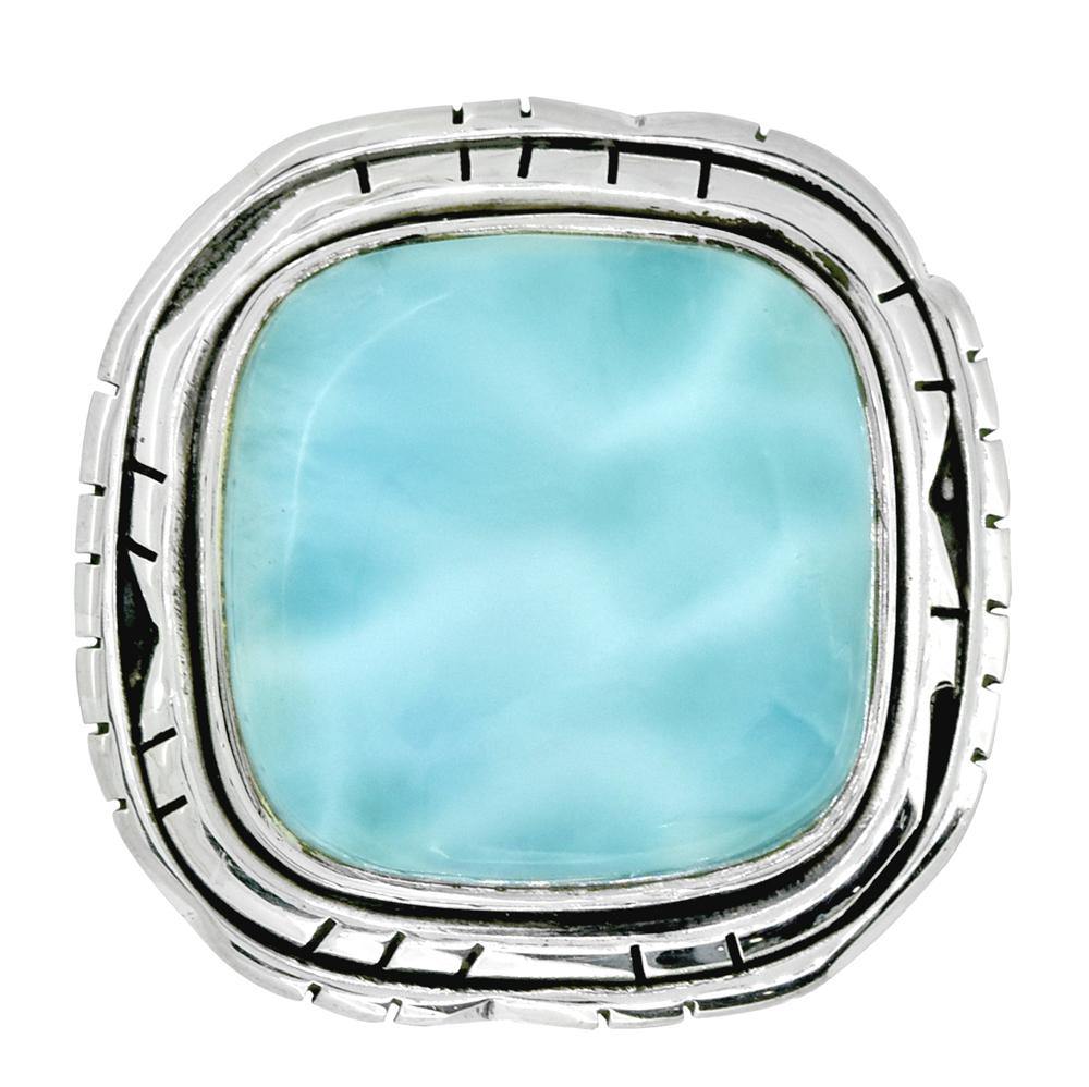 Natural Larimar Solid 925 Sterling Silver Gemstone Ring - YoTreasure