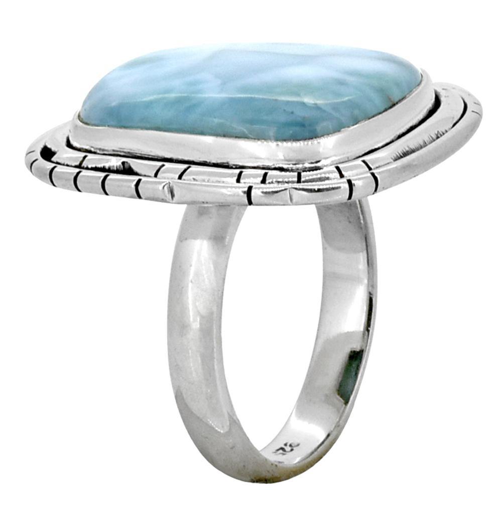 Natural Larimar 925 Sterling Silver Ring - YoTreasure