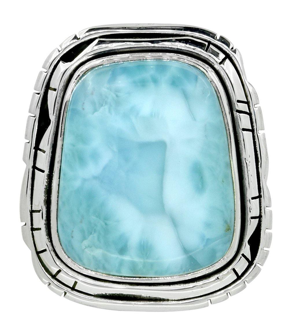 Natural Larimar 925 Sterling Silver Ring - YoTreasure