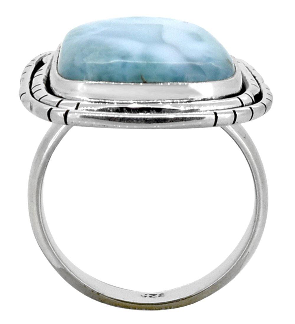 Natural Larimar 925 Sterling Silver Ring - YoTreasure