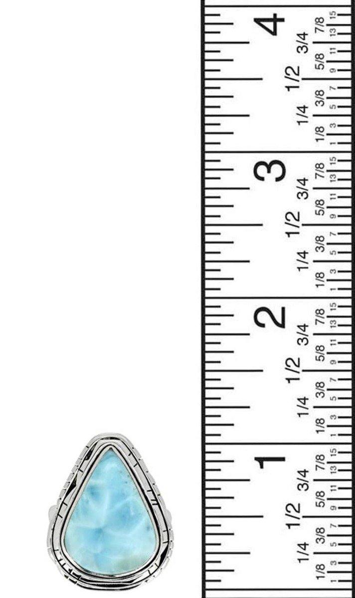 Natural Larimar Solid 925 Sterling Silver Ring Jewelry - YoTreasure