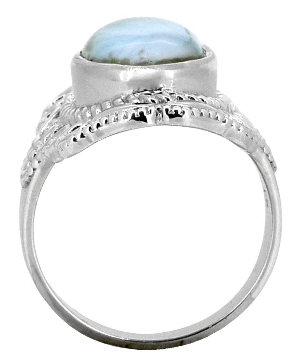 Natural Larimar 925 Sterling Silver Gemstone Ring - YoTreasure
