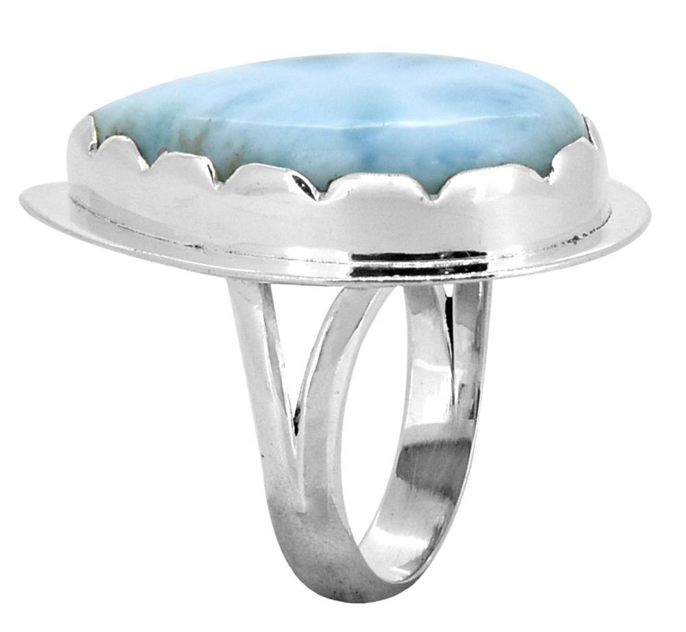 Larimar Solid 925 Sterling Silver Ring Jewelry - YoTreasure