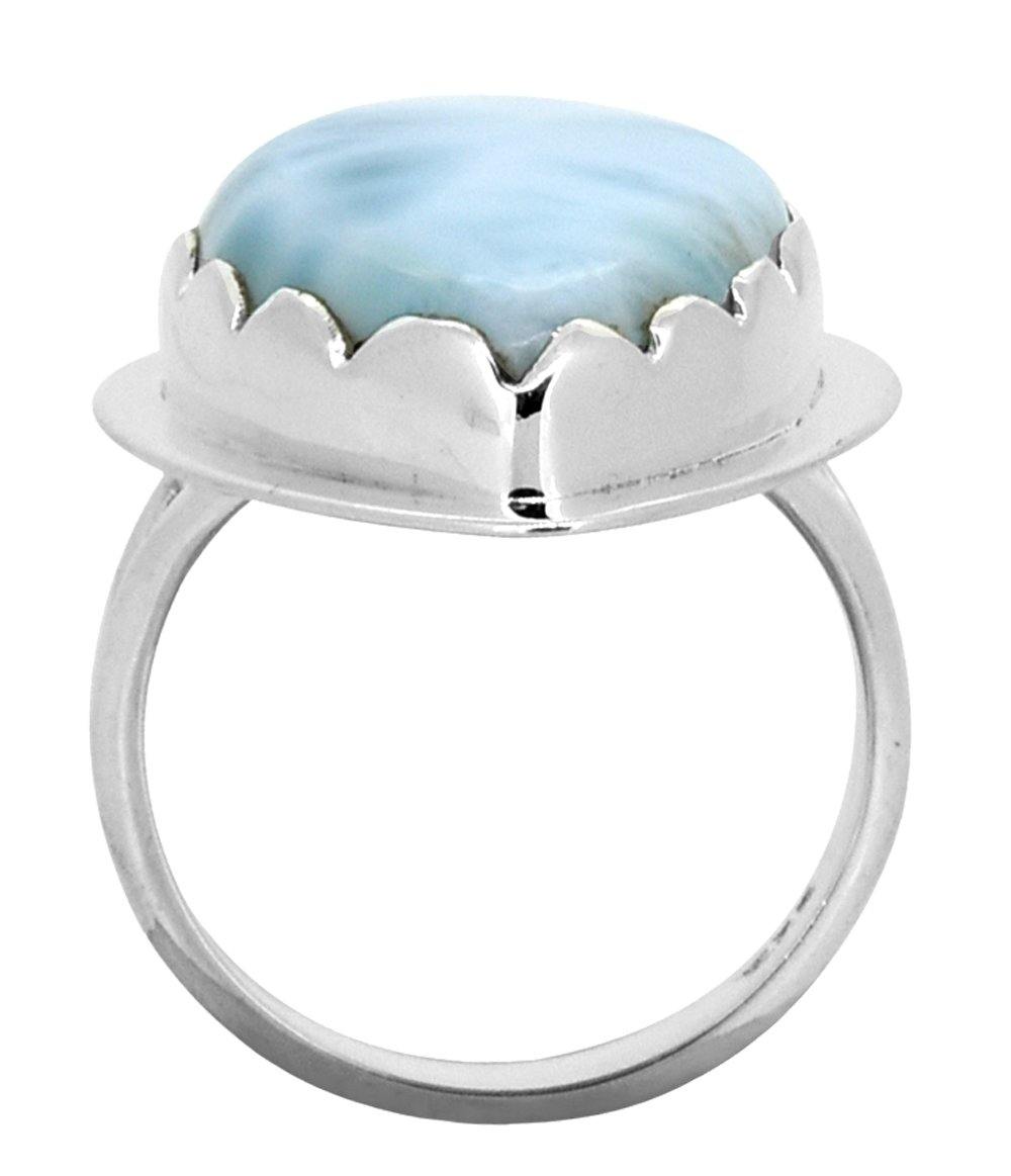 Larimar Solid 925 Sterling Silver Ring Jewelry - YoTreasure