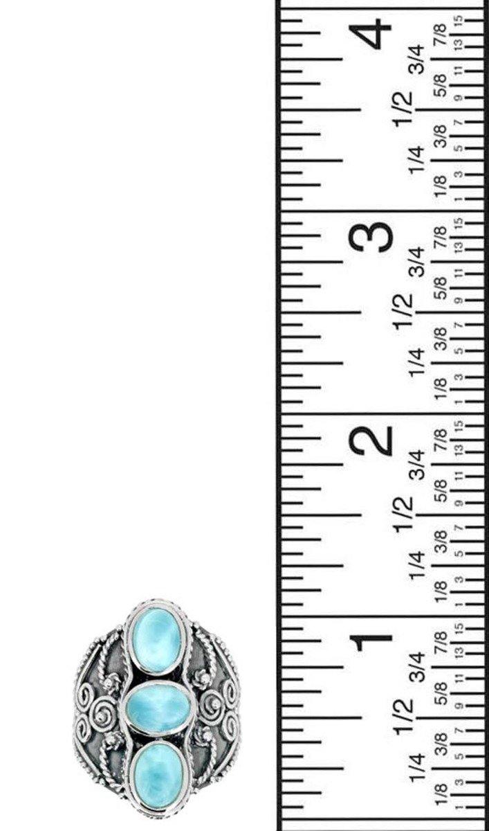 Natural Larimar Gemstone 925 Sterling Silver Ring - YoTreasure