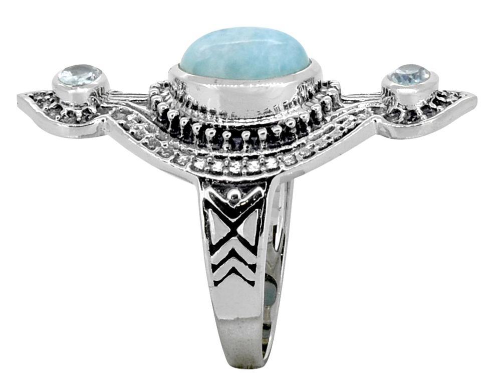 Larimar Blue Topaz Solid 925 Sterling Silver Ring Jewelry - YoTreasure