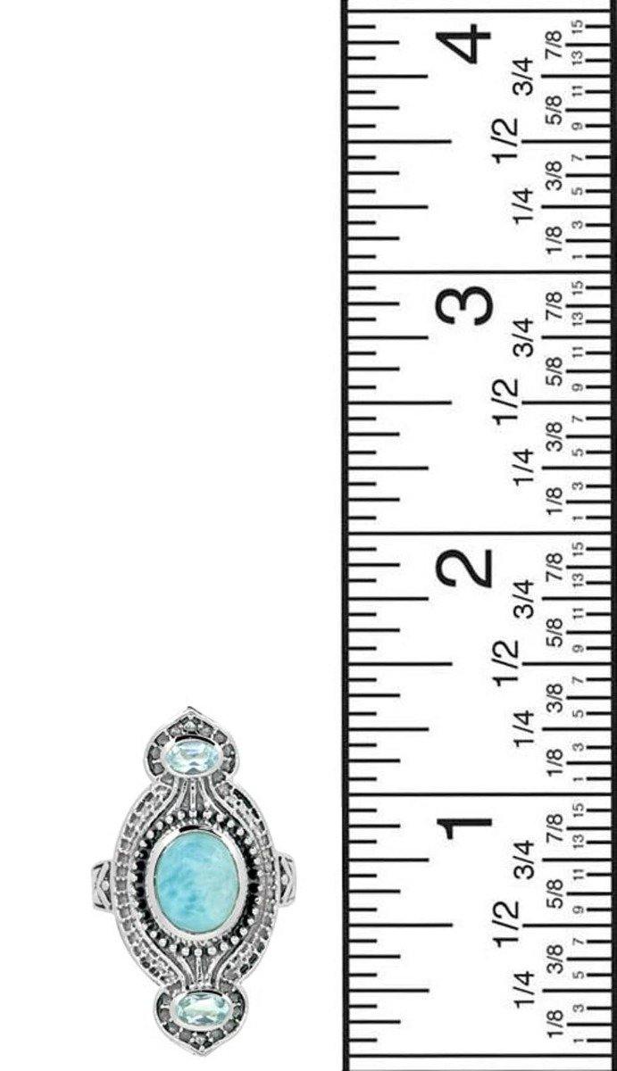 Larimar Blue Topaz Solid 925 Sterling Silver Ring Jewelry - YoTreasure