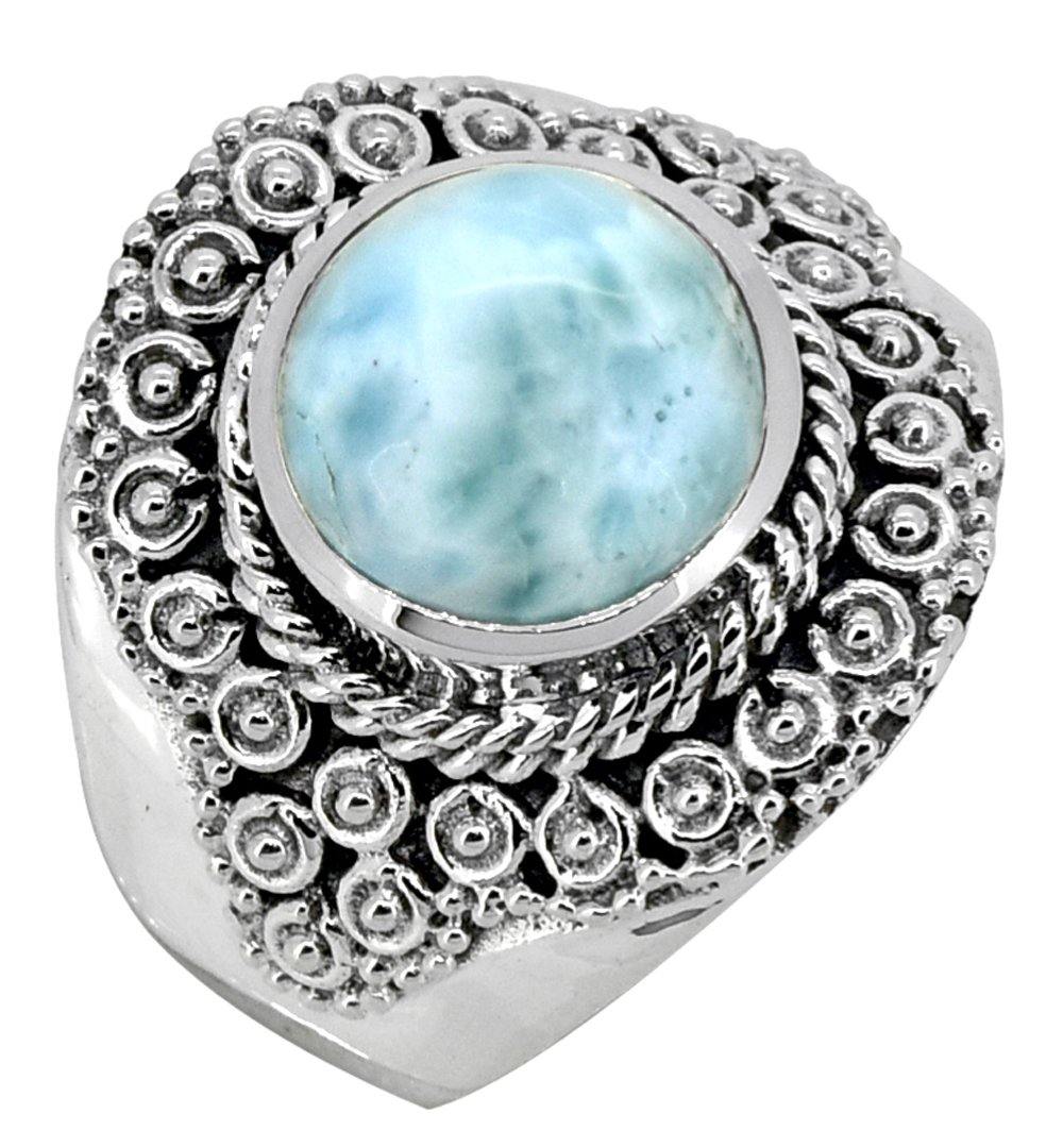 Larimar Solid 925 Sterling Silver Ring Jewelry - YoTreasure