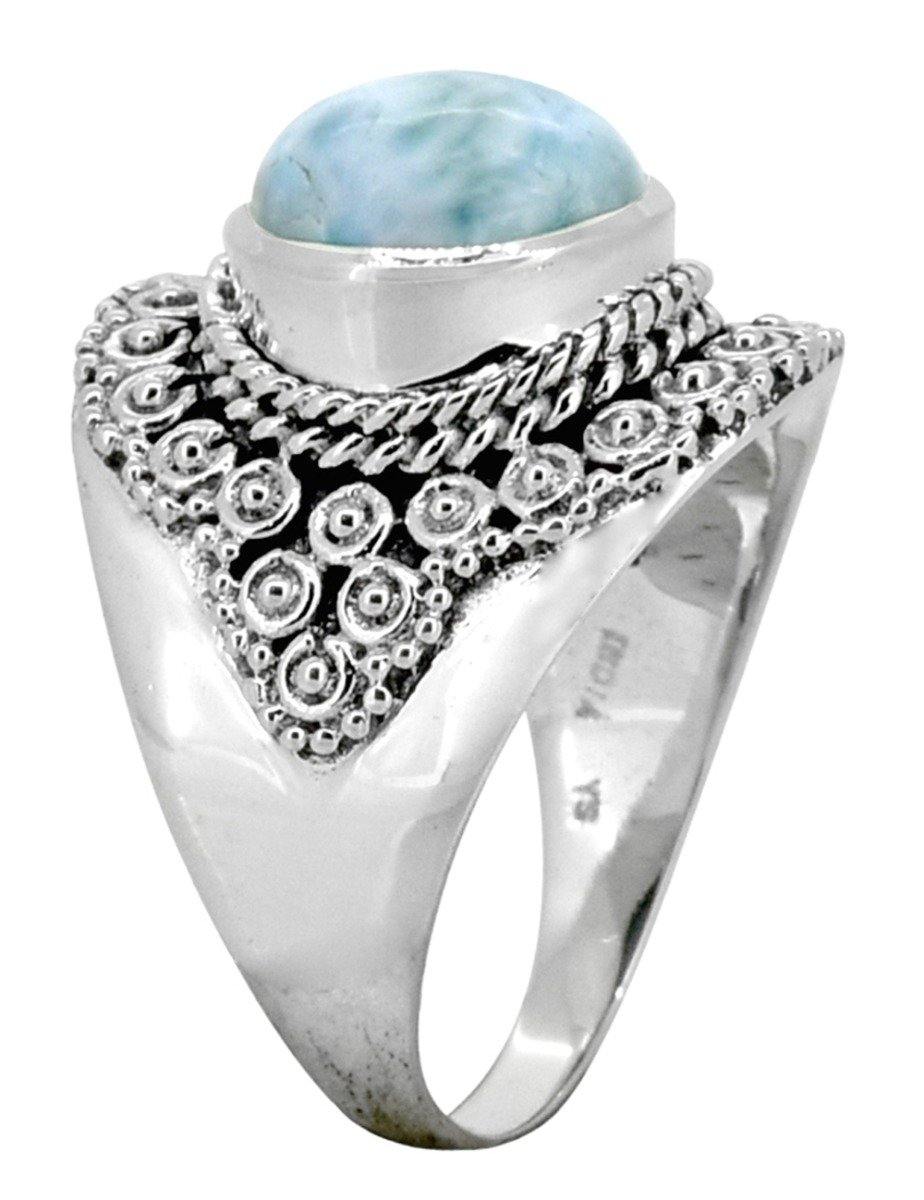Larimar Solid 925 Sterling Silver Ring Jewelry - YoTreasure
