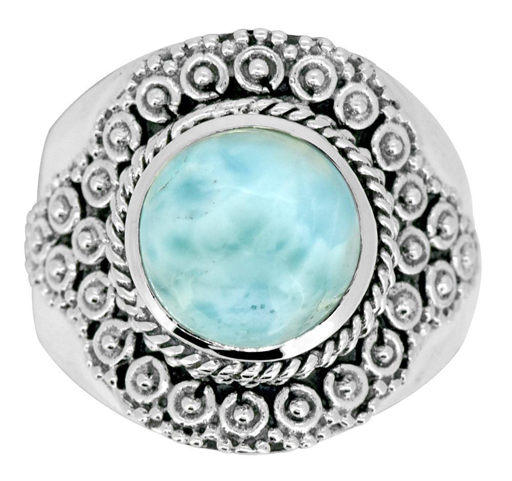 Larimar Solid 925 Sterling Silver Ring Jewelry - YoTreasure