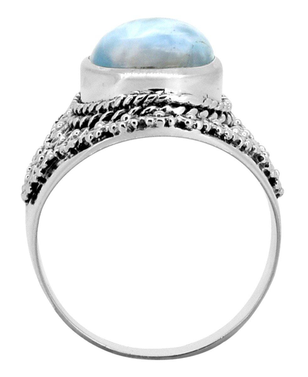 Larimar Solid 925 Sterling Silver Ring Jewelry - YoTreasure