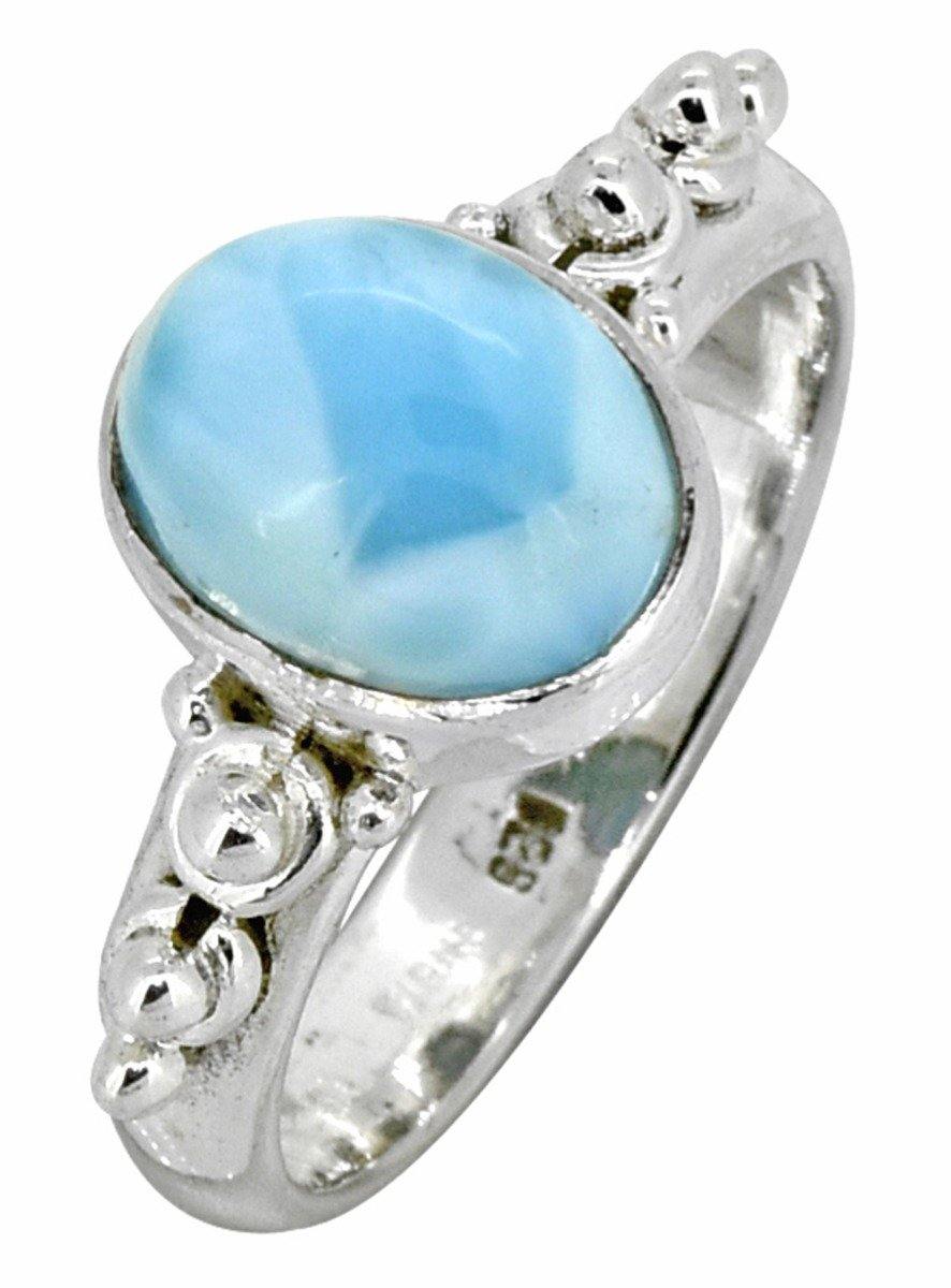 Natural Larimar Solid 925 Sterling Silver Ring Jewelry - YoTreasure