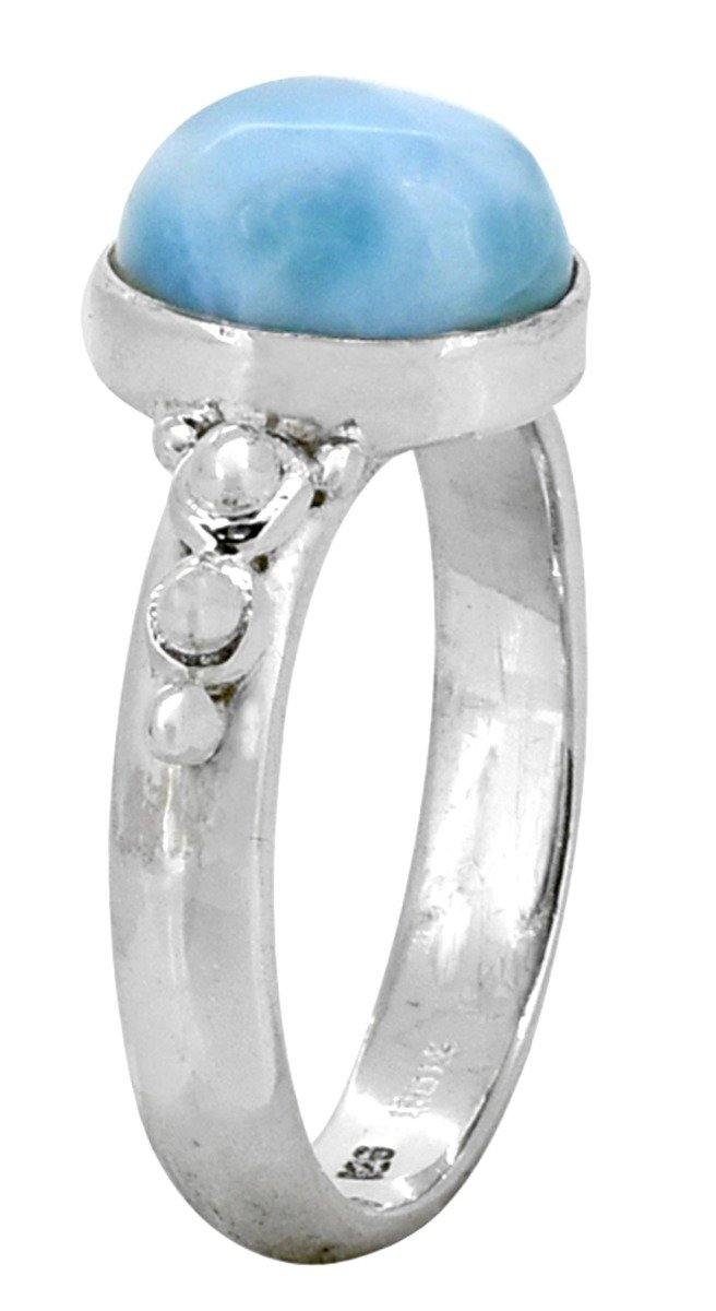 Natural Larimar Solid 925 Sterling Silver Ring Jewelry - YoTreasure
