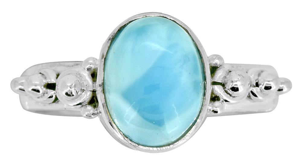 Natural Larimar Solid 925 Sterling Silver Ring Jewelry - YoTreasure