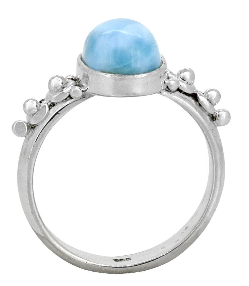 Natural Larimar Solid 925 Sterling Silver Ring Jewelry - YoTreasure