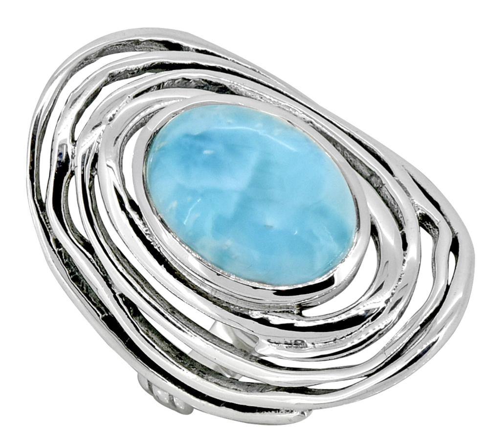 Larimar Gemstone 925 Sterling Silver Ring - YoTreasure