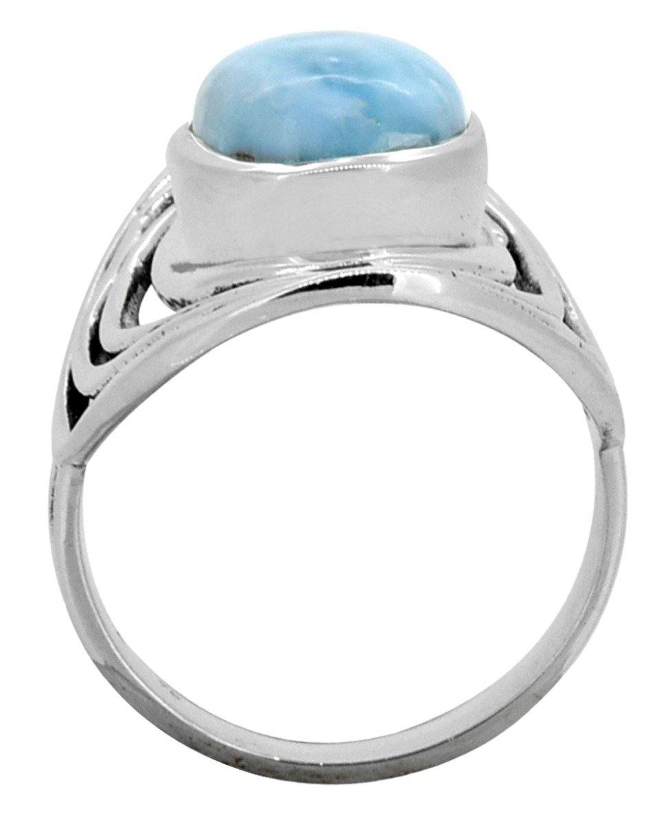 Larimar Gemstone 925 Sterling Silver Ring - YoTreasure