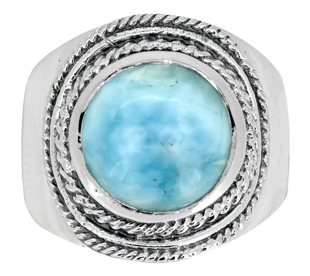 Natural Larimar Solid 925 Sterling Silver Ring Jewelry - YoTreasure