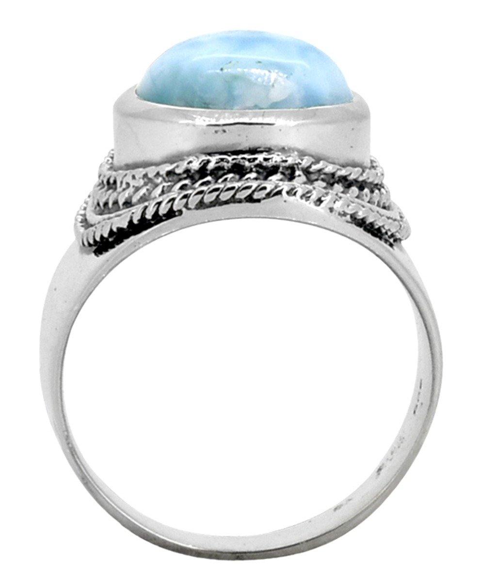 Natural Larimar Solid 925 Sterling Silver Ring Jewelry - YoTreasure