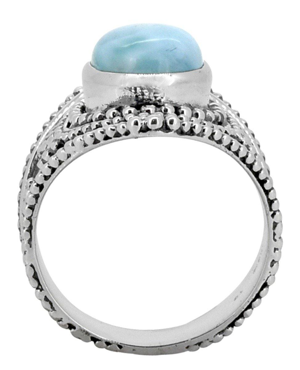 Natural Larimar Solid 925 Sterling Silver Ring Jewelry - YoTreasure