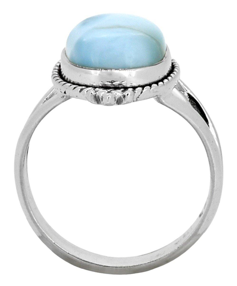 Larimar Solid 925 Sterling Silver Ring Gemstone Jewelry - YoTreasure