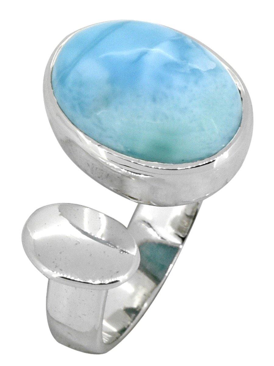 Natural Larimar Solid 925 Solid Sterling Silver Ring Jewelry - YoTreasure
