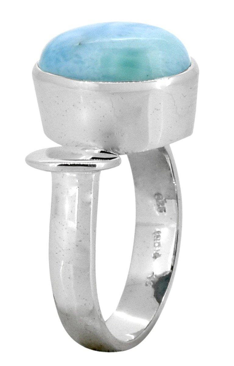 Natural Larimar Solid 925 Solid Sterling Silver Ring Jewelry - YoTreasure