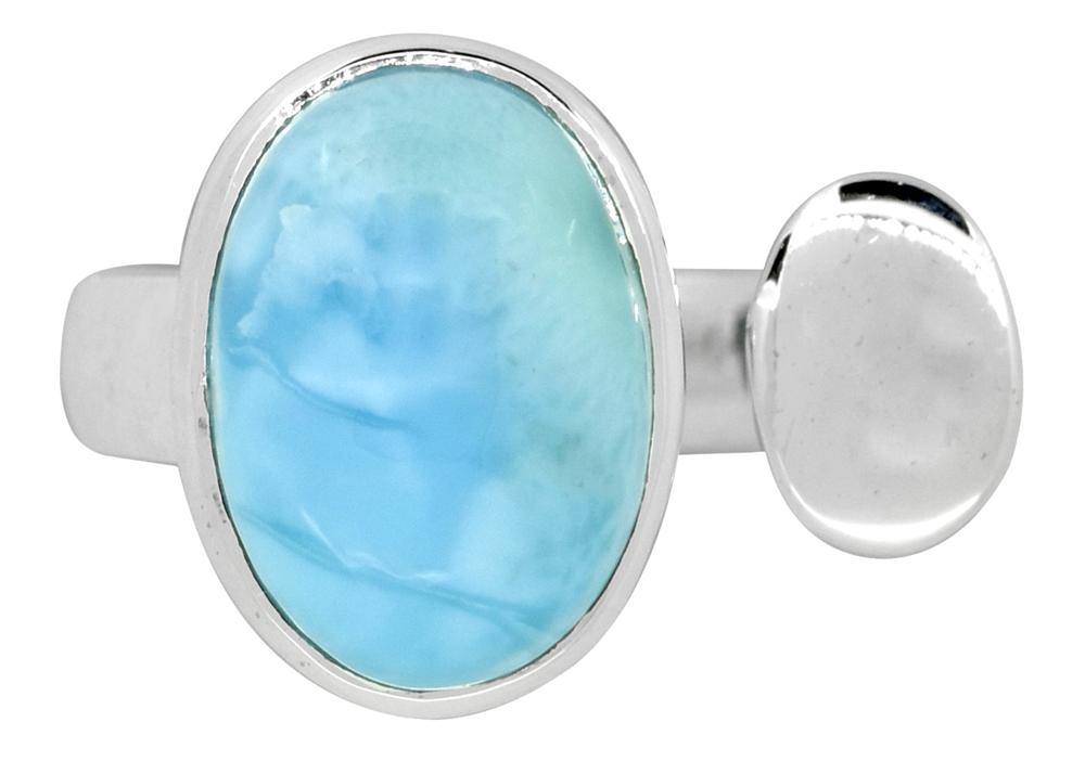 Natural Larimar Solid 925 Solid Sterling Silver Ring Jewelry - YoTreasure