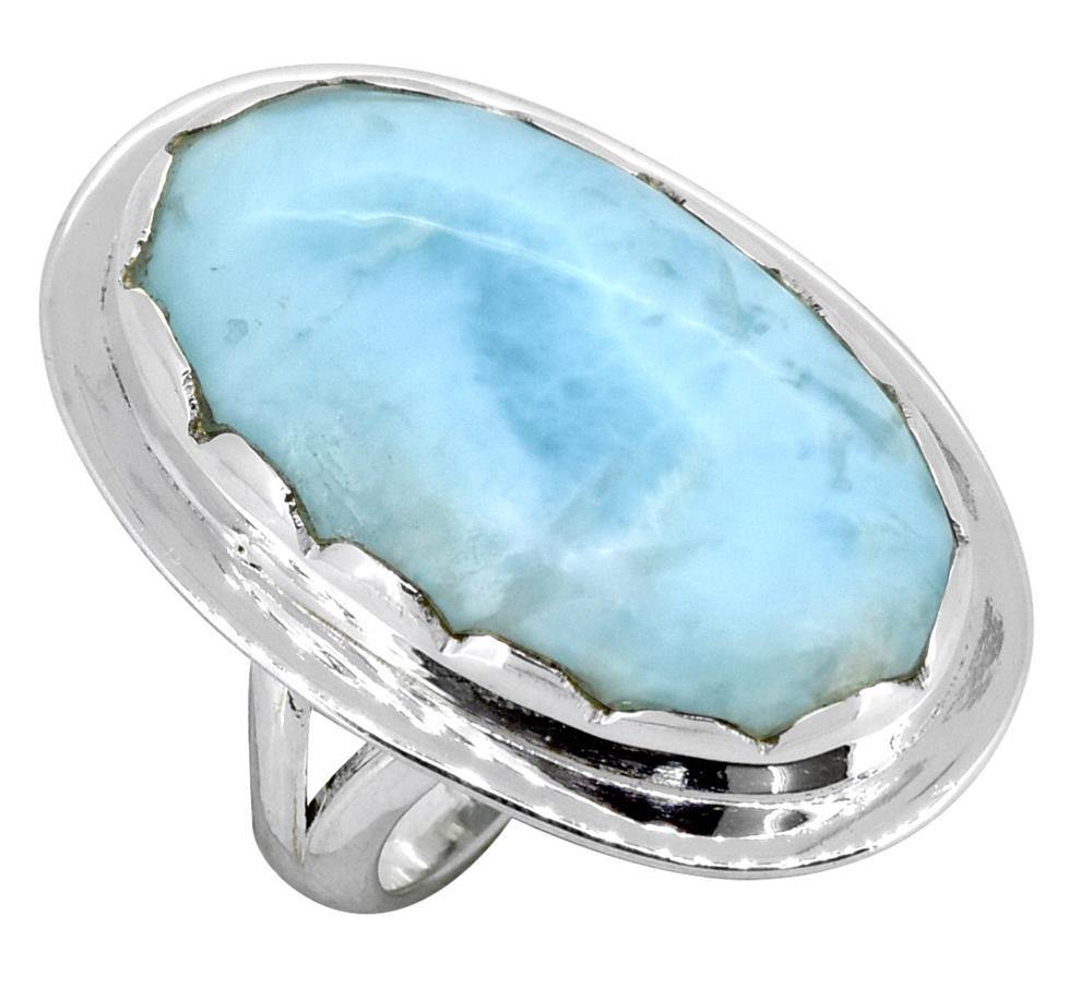 Larimar Solid 925 Sterling Silver Ring Jewelry - YoTreasure