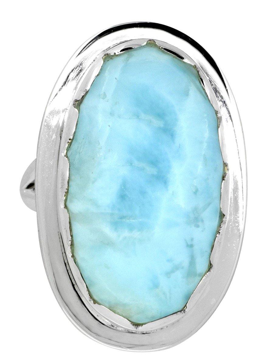 Larimar Solid 925 Sterling Silver Ring Jewelry - YoTreasure