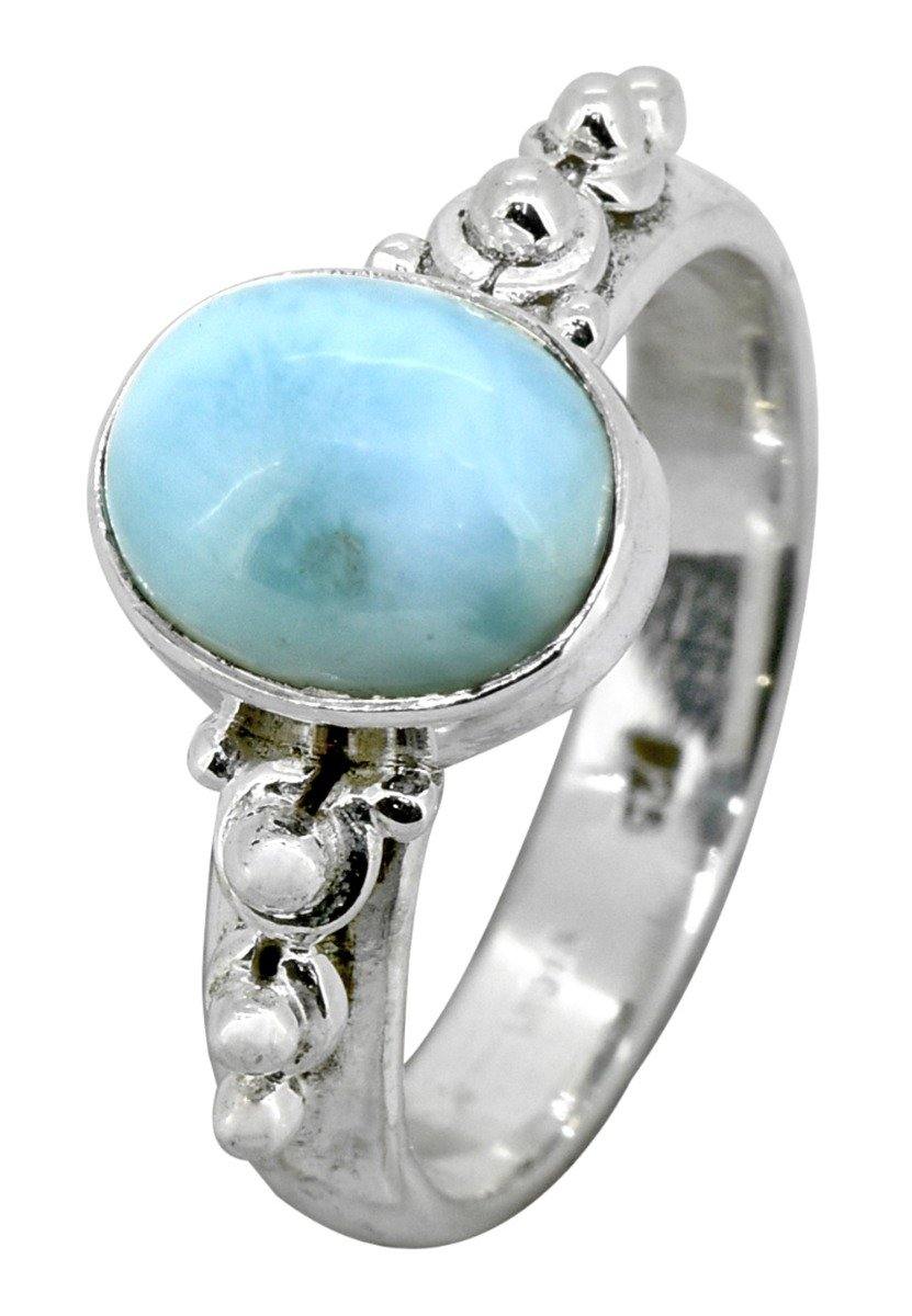 Natural Larimar Solid 925 Sterling Silver Ring Jewelry - YoTreasure