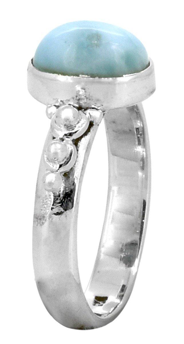 Natural Larimar Solid 925 Sterling Silver Ring Jewelry - YoTreasure