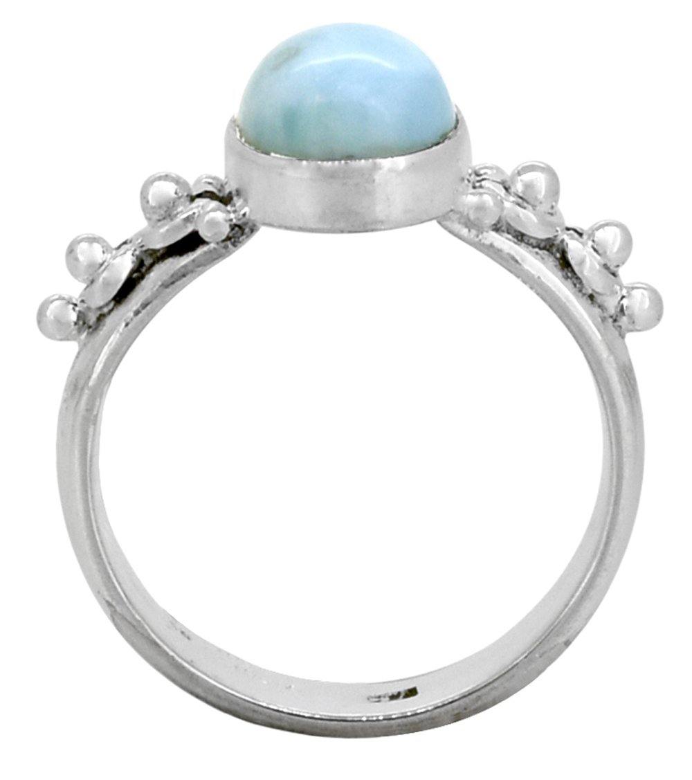 Natural Larimar Solid 925 Sterling Silver Ring Jewelry - YoTreasure