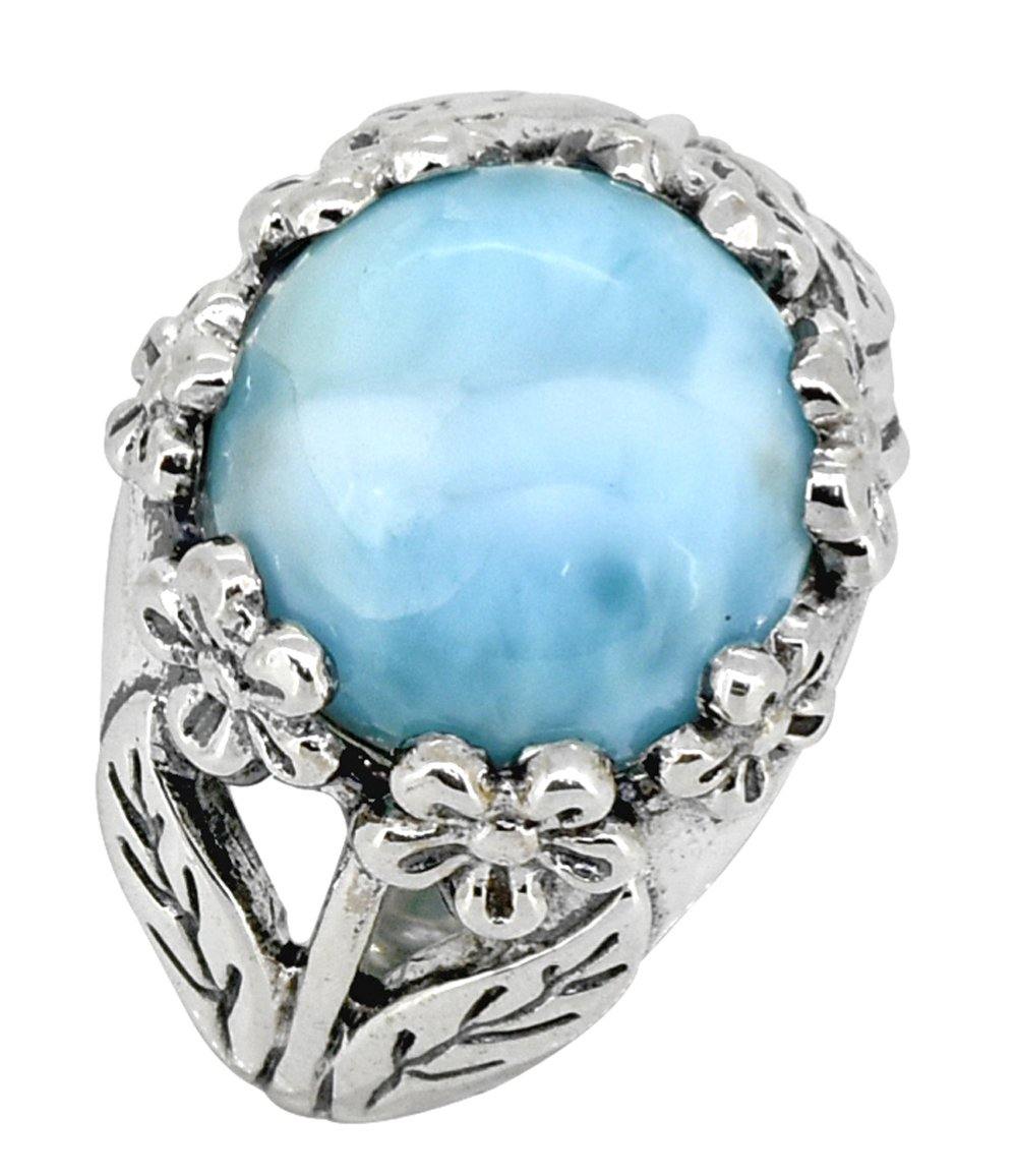 Larimar 925 Sterling Silver Ring Gemstone Jewelry - YoTreasure