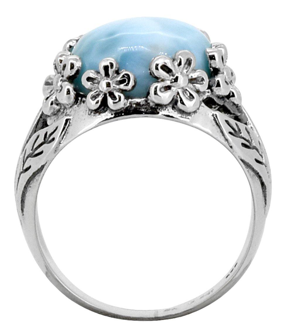 Larimar 925 Sterling Silver Ring Gemstone Jewelry - YoTreasure