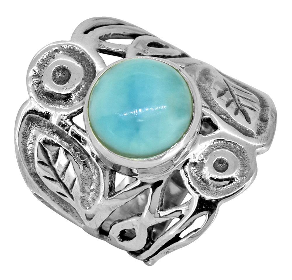 Larimar Solid 925 Sterling Silver Ring Jewelry - YoTreasure
