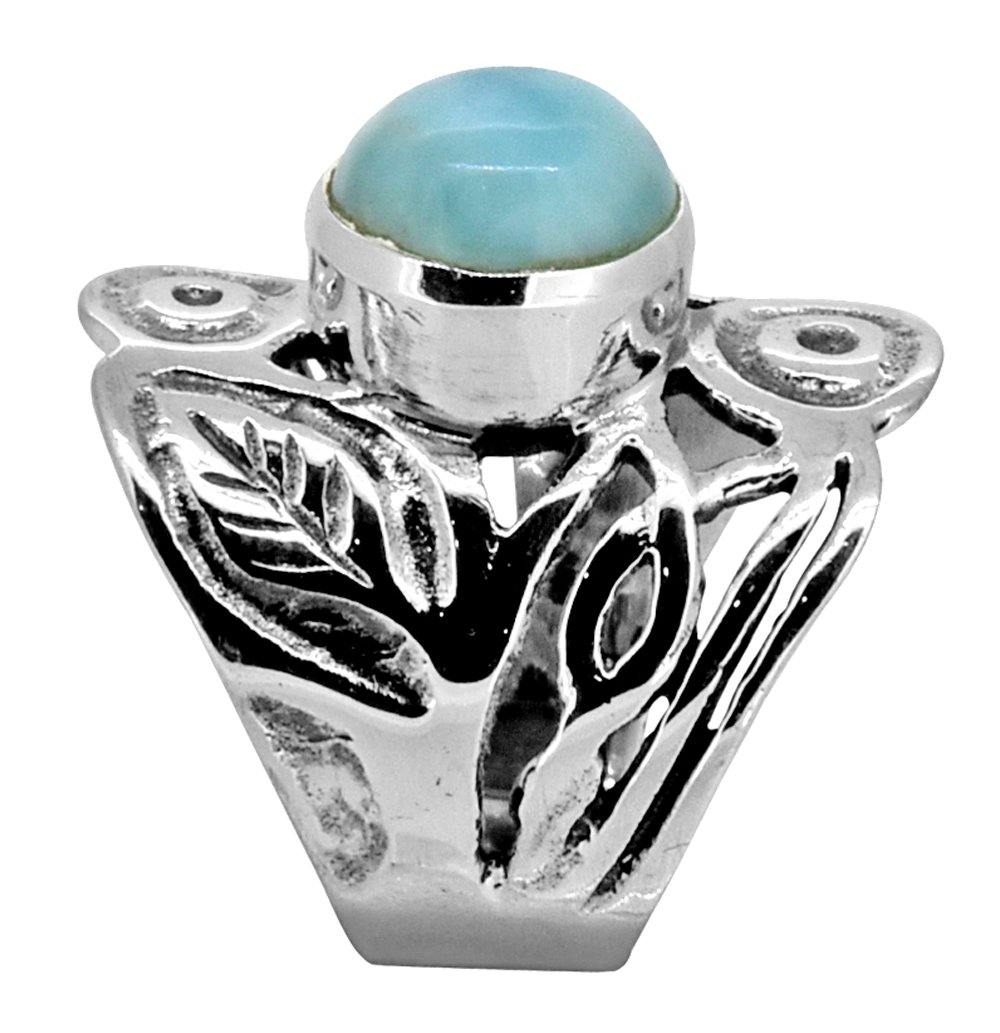 Larimar Solid 925 Sterling Silver Ring Jewelry - YoTreasure
