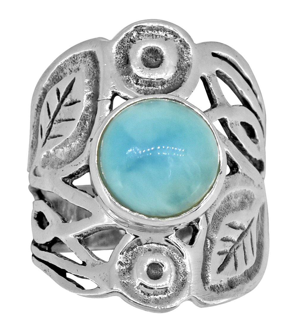 Larimar Solid 925 Sterling Silver Ring Jewelry - YoTreasure