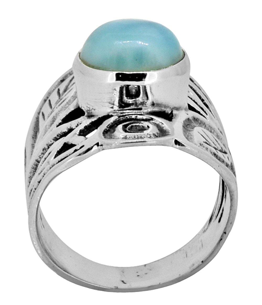 Larimar Solid 925 Sterling Silver Ring Jewelry - YoTreasure
