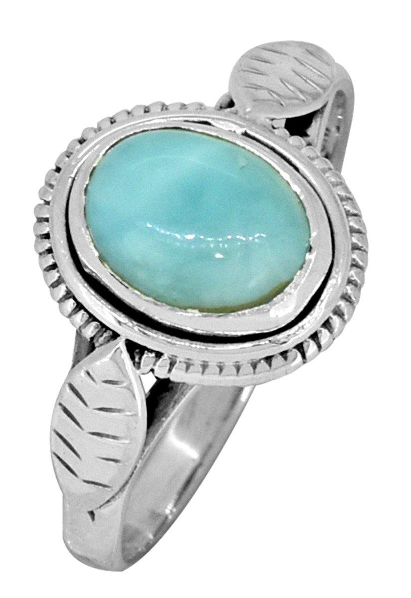 Natural Larimar Solid 925 Sterling Silver Ring Jewelry - YoTreasure