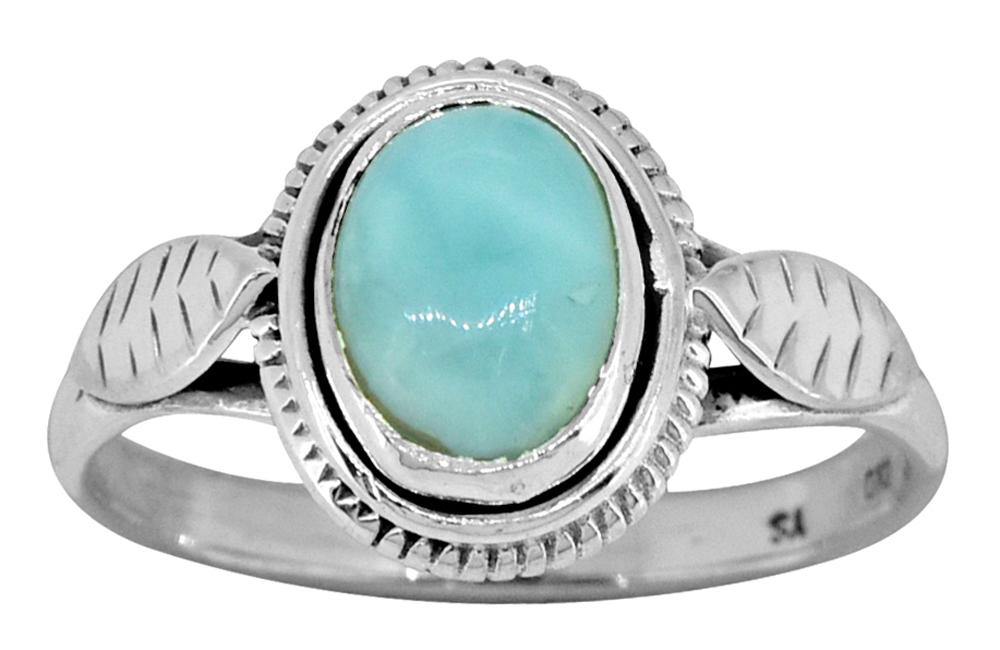 Natural Larimar Solid 925 Sterling Silver Ring Jewelry - YoTreasure