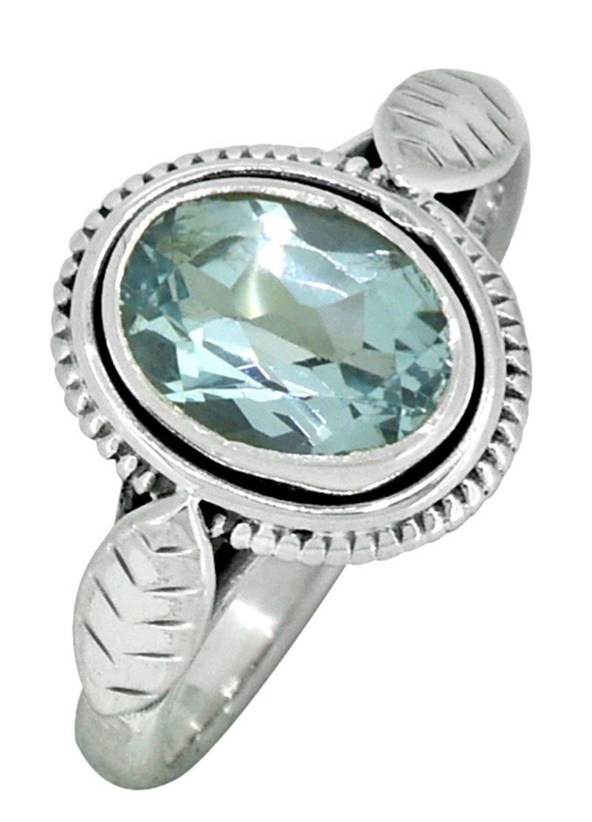 Natural Blue Topaz Solid 925 Sterling Silver Ring Jewelry - YoTreasure
