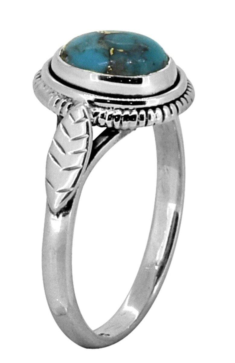 Blue Copper Turquoise Solid 925 Sterling Silver Ring Jewelry - YoTreasure