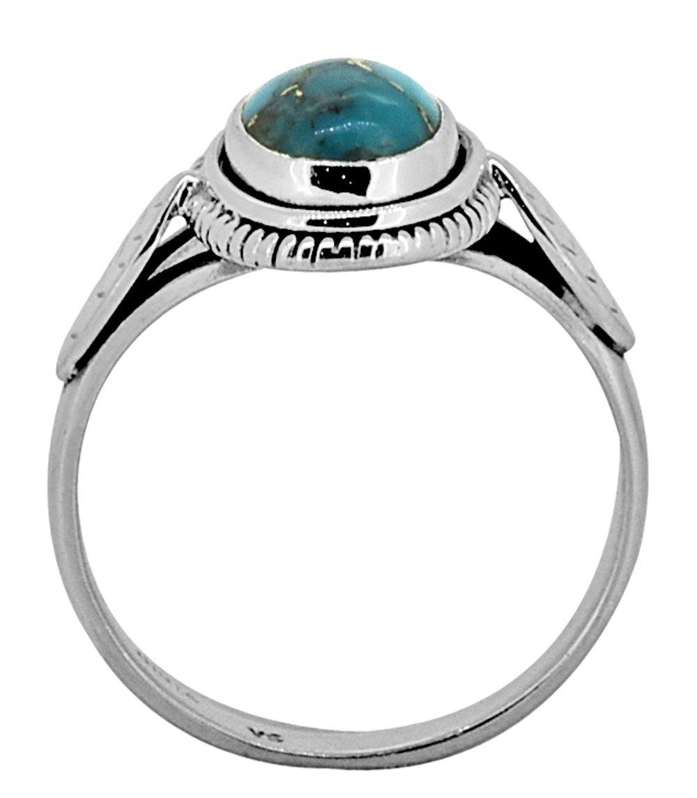 Blue Copper Turquoise Solid 925 Sterling Silver Ring Jewelry - YoTreasure