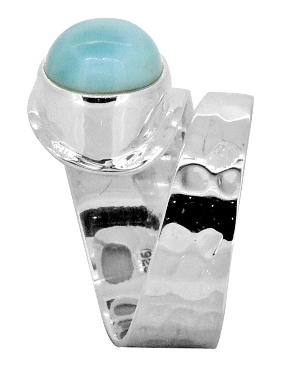 Natural Larimar Solid 925 Sterling Silver Designer Ring Jewelry - YoTreasure