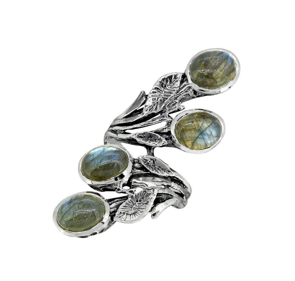 Labradorite Solid 925 Sterling Silver Bypass Ring Jewelry - YoTreasure
